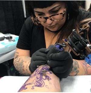 Client photo from this years #clevelandtattooconvention by #villainarts #kingpintattoosupply#eternalink#keithbmachinesworks#blackwork#neotraditional