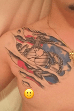 #Marines #rippedskin #Traditional #ChestTattoo 