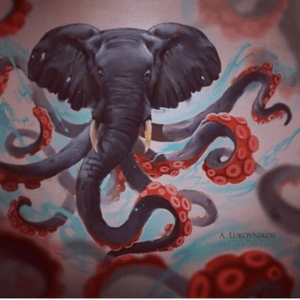 Artist Lukovnikov #lukovnikov #elephant #octopus #3D 