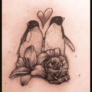 #penguin #heart #lilly #rose #blackandgrey 