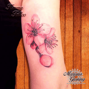 Cherry blossom tattoo #tattoo #marianagroning #karmatattoo #cdmx #MexicoCity #watercolor #watercolortattoo #watercolortattooartist #flower #cherry 