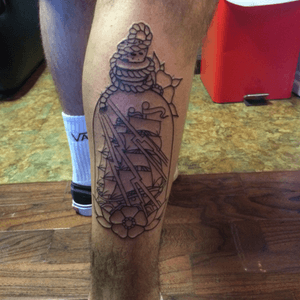 Part of my leg before the color. Done by Jon Bryan in Chino, Ca. 