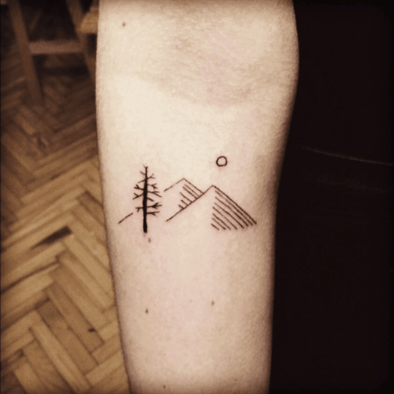 Minimal mountain tattoo on the inner arm  Tattoogridnet