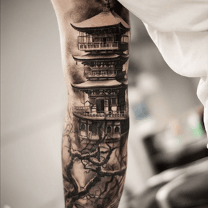 Tattoo idea #dreamtattoo #tree #japanese #sleeve #awesome #black #left #arm