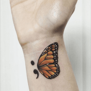 #beautiful #keepgoing #semicolontattoo #semicolonproject #butterfly #independent #yetfragile 