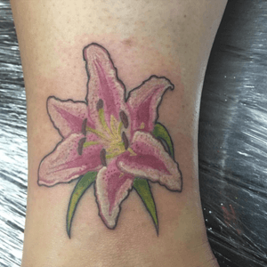 Lillie for a client. #lillie #flower #flowertattoo #tattoo #ink #inked #original #customtattoo #color 