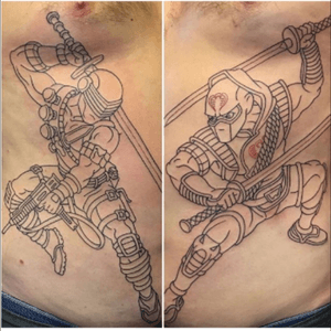SNAKE EYES AND STORMSHADOW by Tom Michael at 510 Expert Tattoo in Charlotte, NC