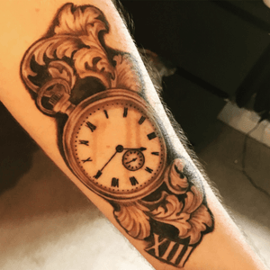 Clock Tattoo design with number 13 in Roman Numerals! #clocktattoo #13
