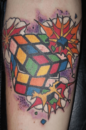 Rubik’s Cube tattoo on my right forearm. #rubikscube 