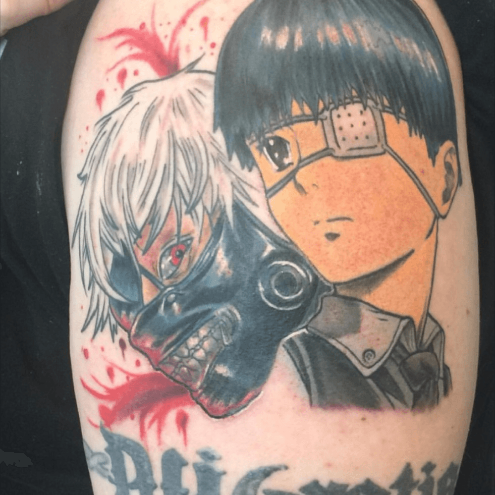 My girlfriend got a really cool Kaneki tattoo yesterday and wanted me to  share it with you all   rTokyoGhoul