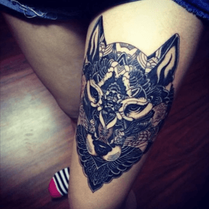 I would love to get something similar to this on my thigh to cover up some scar tissue from an incident when I was younger. #dreamtattoo #mydreamtattoo #wolf 