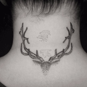 Small Stag tattoo #stag #deer #small #neck 