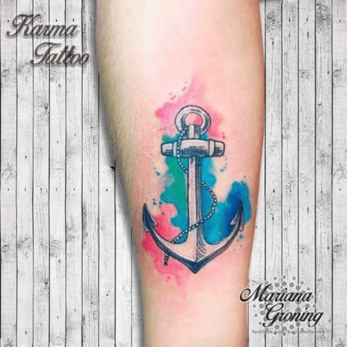 Tattoo uploaded by Mariana Groning • Watercolor anchor tattoo, tatuaje ...
