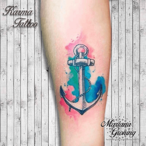 Watercolor Anchor Tattoo : 3 : Compass and anchor of time.