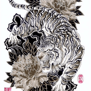 Tattoo idea. #tiger #design #blackAndWhite #idea #flower