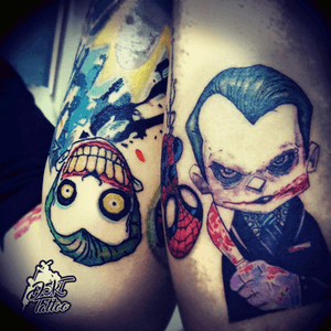 The both style of Joker #Dskttattoo and cute spidy Ha ha ha...#jokertattoo #SuicideSquad 