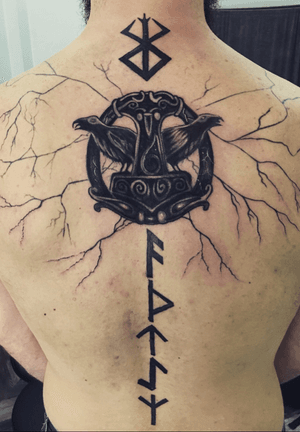 Norse theme #norse #norsemythology #thor #tattooed #mjolnir #thor #raven 