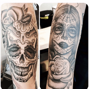 Latest lower arm pieces. Gone with a day of the dead theme in black and grey. Lower arm sleeve hopefully build it to a 3/4 sleeve.