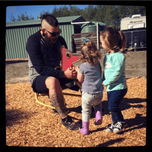 Enjoying the park with the girls #park #tattoo #legtattoo #playtime 