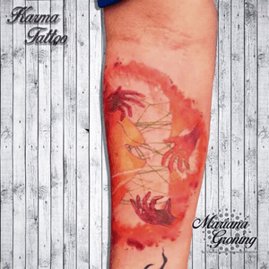 Watercolor painting tattoo#tattoo #tatuaje #color #mexicocity #marianagroning #tatuadora #karmatattoo #awesome #colortattoo #tatuajes #claveria #ciudaddemexico #cdmx #tattooartist #tattooist #watercolor #watercolortattoo 