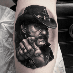 #Lemmy tribute portrait from today #motorhead #portrait #realismtattoo #blackandgrey #worldfamousinks #lemmykilimister #riplemmy