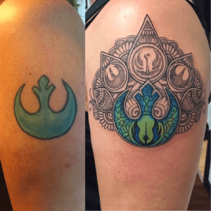 Cover up/fix up of an old star wars tattoo