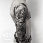 By RO. Robert Pavez • Wolf Against to the Death • Studio Nice Tattoo • Stockholm - Sweden 2016 • Please! Don't copy® • #engraving #dotwork #etching #dot #linework #geometric #ro #blackwork #blackworktattoo #blackandgrey #black #tattoo 