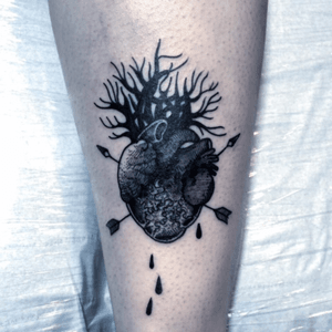 My first tattoo by Mike Chialebaby Tattooshop ❤️http://instagram.com/mike_cbts #blackhearttattoo #engravedheart #anatomicalheart 
