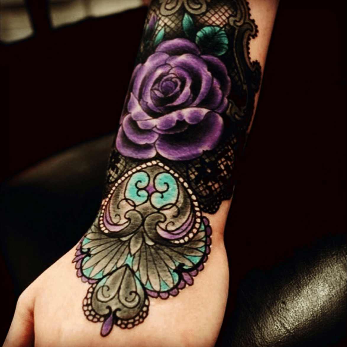Paisley Flower line work half sleeve done by Heather  Lady Luck Tattoo  Phoenix AZ  rtattoos