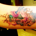 "Work like a captain, play like a pirate" #watercolor #anchor #quotes #color 