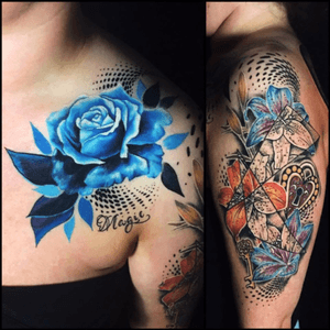 Both fully healed! No touch ups! Would love to do more pieces like this! 🦄To book your awesome tattoo email kbeetattoo@gmail.com #katiebeeart #tattoo #tattoos #ink #inked #yegtattoos #yeg #edmonton #edmontontattoo #ladytattooers #fusionink #neotat #stencilstuff #inkess #inkjunkeyz #iloveyourtattoos #inkspiringtattoos #taot #tattedskin #tattooworkers #tattooersubmission #thebesttattooartists #flowertattoo #dotwork #dotworktattoo #abstracttattoo #colortattoo #geometrictattoo #tattoodo
