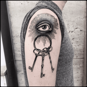 #black #eye #keys #tattoo #blackwork #totemica #ontheroad 