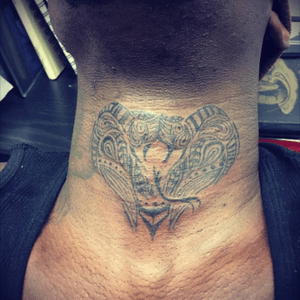Snake on the neck   #line #tattoo #pattern #neck #blackline #love IG@an_geloop