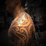 Rework large fella marathon effort! #Moko #tattoo #maoritattoo #shouldertattoo #neckpiece 