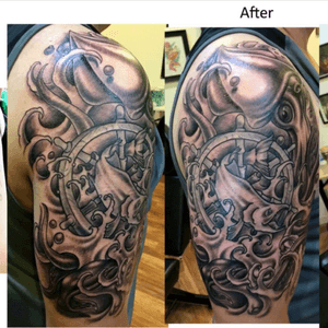 Tattoos by Anthony, indianapolis IN. #FreehandTattoos @anthonydavis Anthony Davis freehand squid around first tattoo