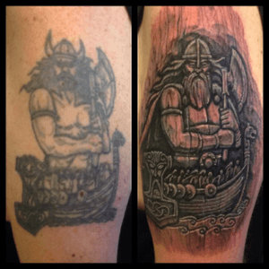 A fixer upper from last year. Great fun #coverup #coveruptattoo #woodcarvingtattoo 