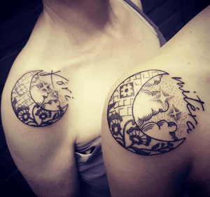Done by Marieke Bouwman - Resident Artist.                 #tat #tatt #tattoo #tattoos #amazingtattoo #ink #inked #inkedup #amazingink #moon #moontattoo #stars #dot #dotwork #shoulder #tattoolovers #inklovers #art #culemborg #netherlands 