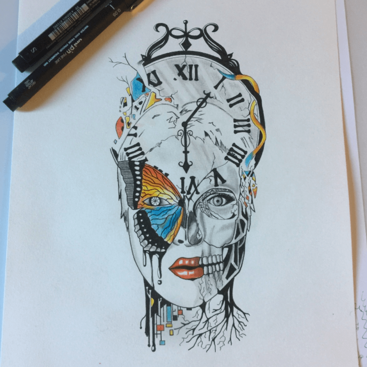 time clock tattoo designs for girls