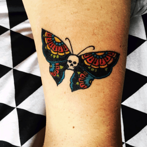 #tattoo #butterfly #oldschool #skull #flower 