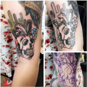 Shaggy from K & B Tattoo IV forver killing it #skull #cactus #flower #heart #americantradional #teeth 