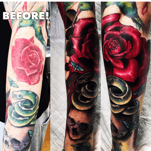 Artist #MiryamLumpini #beforeandafter #rose #redrose #snake 