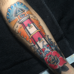 Light house #lighthousetattoo #lighthouse #nauticaltattoos #nautical #waves #rose #trad #traditional #bright_and_bold #tattoo #tattoodo #tattoos #ink 