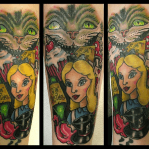 Alice in wonderland themed tattoo
