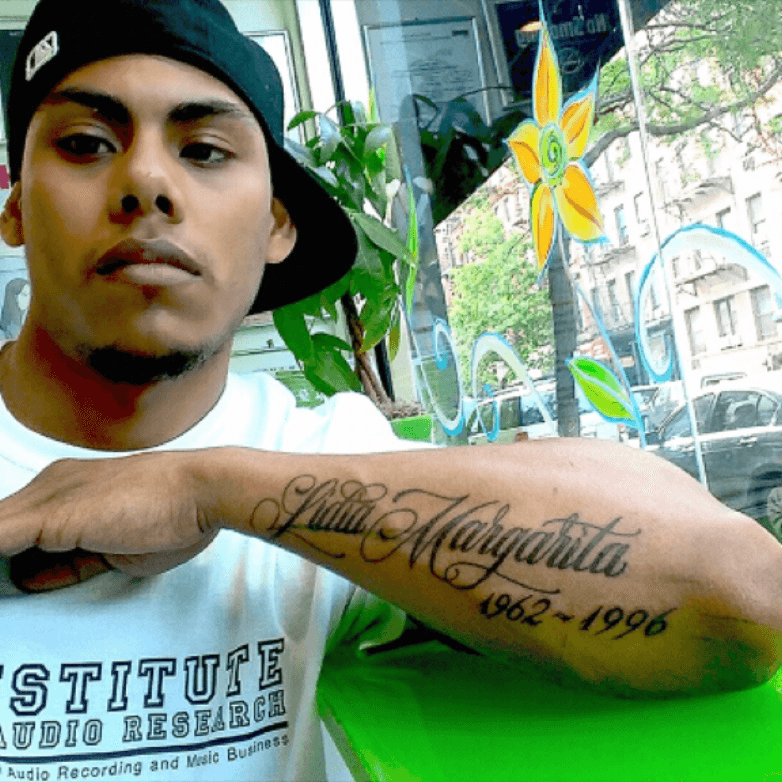Tattoo uploaded by Lorenzo  My first tat got moms name so shes with me  wherever i go i salute her with my hand across my chest RIP mom dearly  missed but
