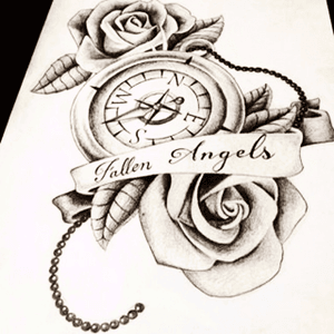 Original Idea for my Leg #roses #angels #compassdesigns 