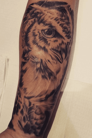Eagle Owl / Style: Black & Grey Realism