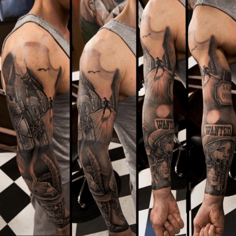 Black Work Sleeve Tattoo by Steve Ma Ching TattooNOW