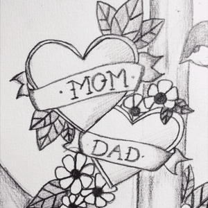 #mom #dad #neotraditional #vintage #pinup #heart 