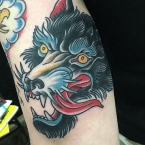 #wolf #traditionaltattoo #traditional by Jeremy Hudson
