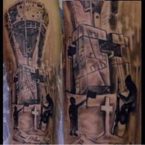 #vukovar #watertower on my husband's right forearm. Done by Xeno Tattoo INK